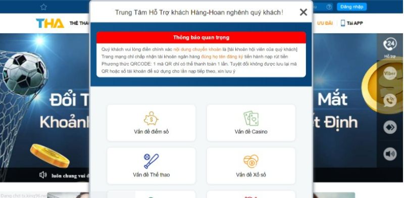 Link vào THABET chính thức đối với điện thoại và máy tính bảng